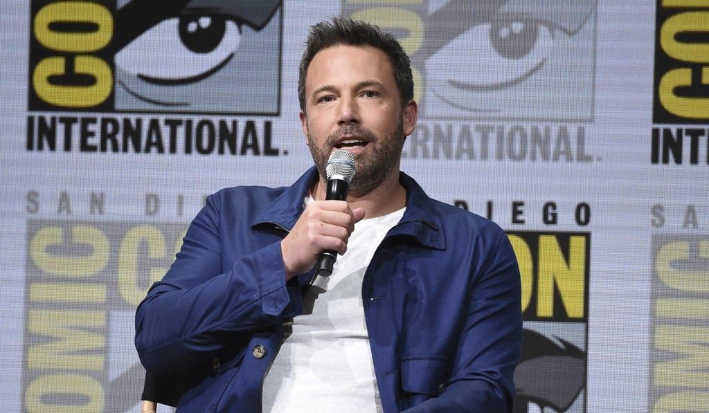 Ben Affleck speaks at the Warner Bros. ‘Justice League’ panel at Comic-Con. Photo: AP