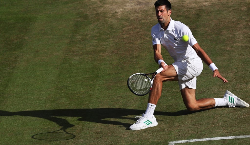 Novak Djokovic returns the ball shortly before pulling out of Wimbledon. Photo: Xinhua