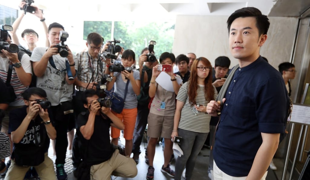 Legislator Cheng Chung-tai at the High Court. Photo: Nora Tam