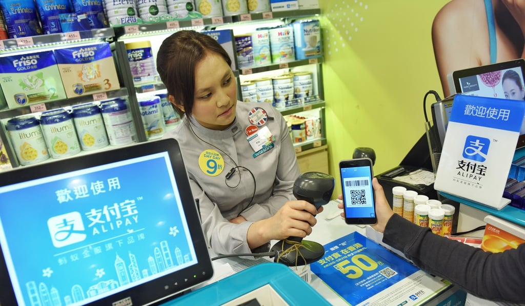 Alipay being used at a store in Hong Kong. Photo: Xinhua