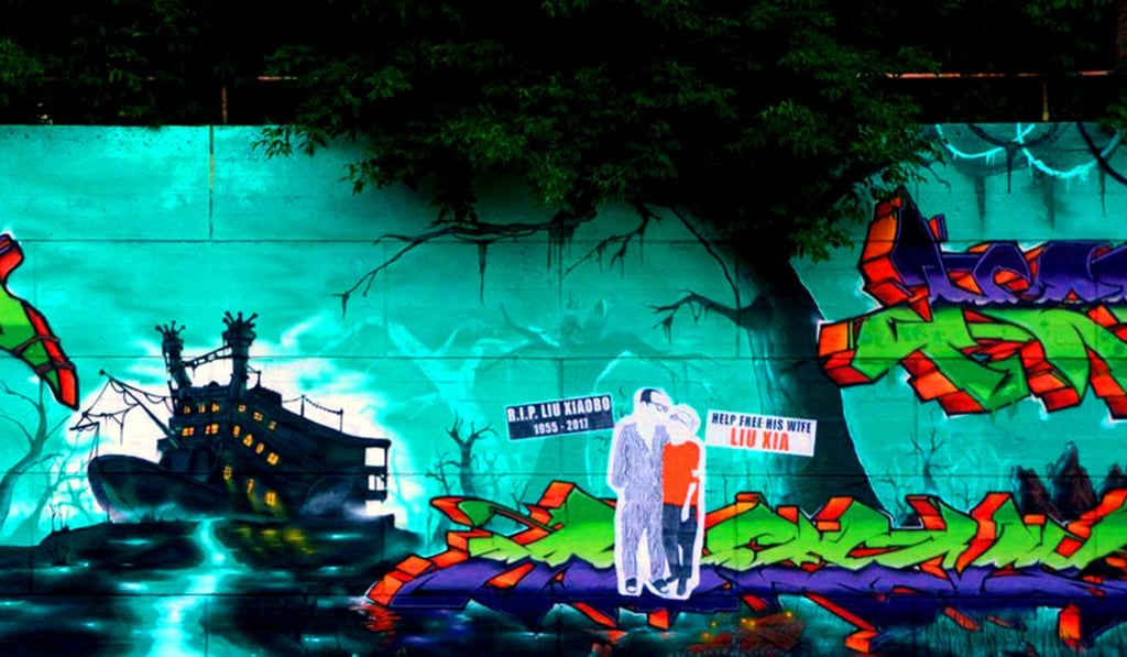 Badiucao's artwork on display in Ottawa, Canada. Photo: Handout
