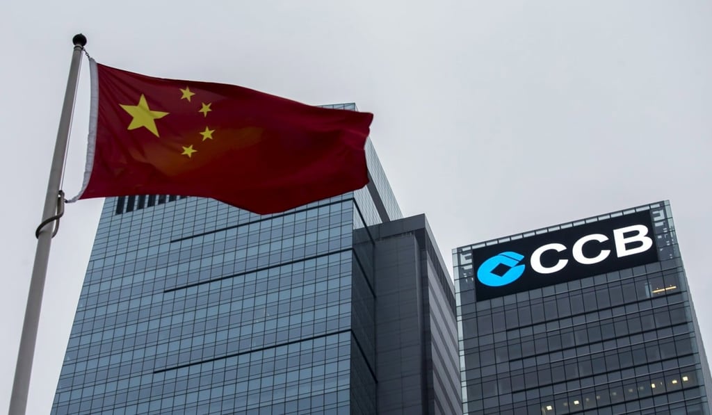 A Chinese national flag flies in front of the China Construction Bank (CCB) Tower at Hong Kong's business Central district. Photo: Reuters