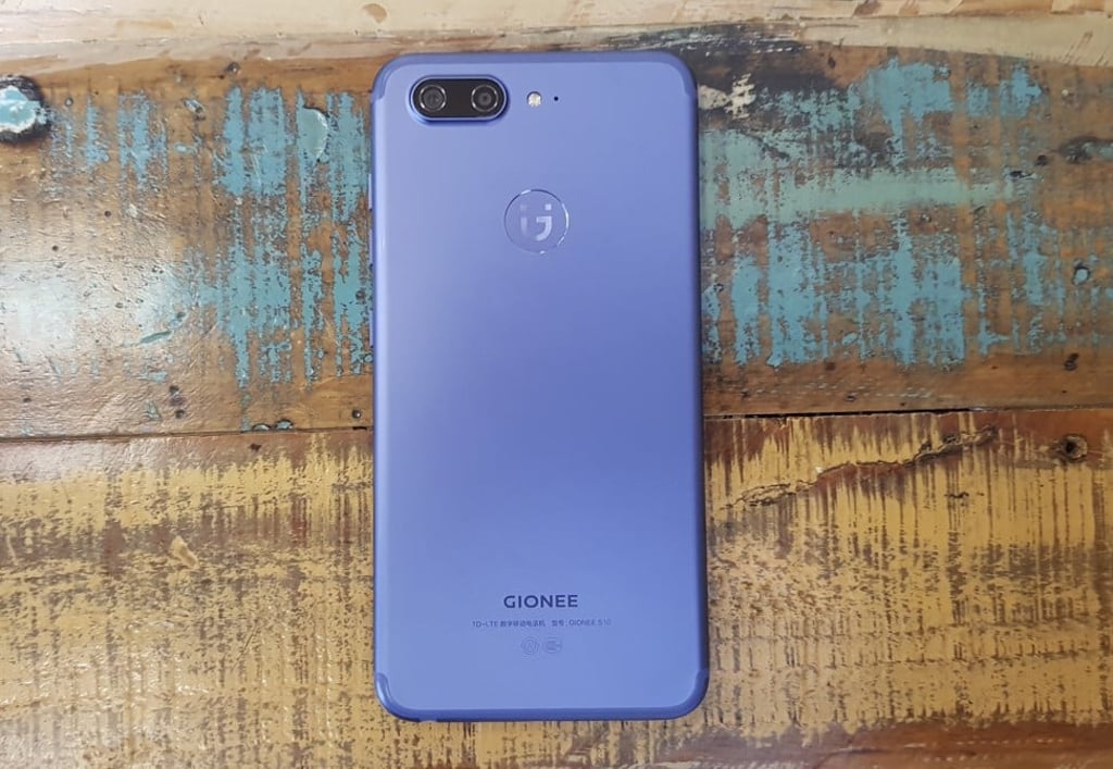 The rear of the Gionee S10 smartphone with its two cameras.