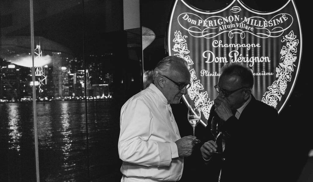 Alain Ducasse and Richard Geoffroy deep in conversation. Alain Ducasse and Richard Geoffroy deep in conversation.