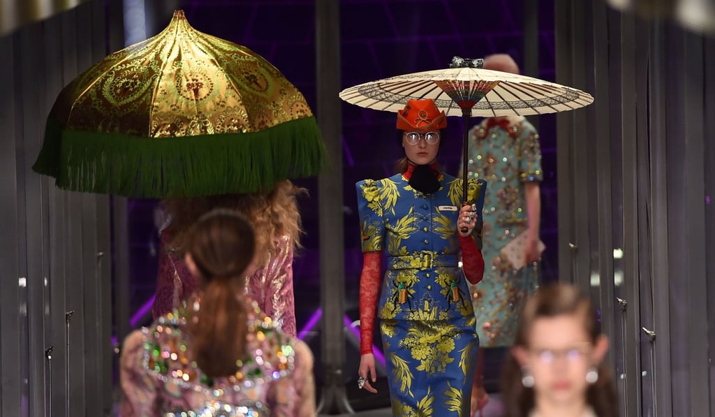 A model presents a creation for fashion house Gucci during the Women's Fall/Winter 2017/2018 fashion week in Milan. Photo: AFP