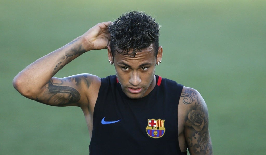 Neymar during a Barcelona training session at Barry University in Miami, Florida. Photo: EPA