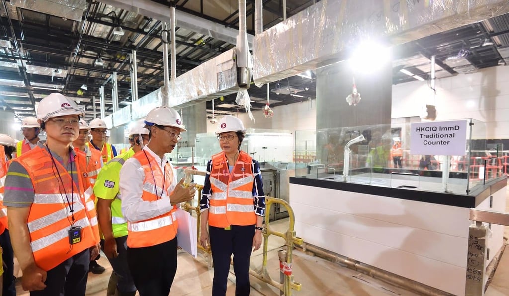 Chief Executive Carrie Lam visits construction at the new terminus having described the project as a ‘hot potato’. Photo: Facebook