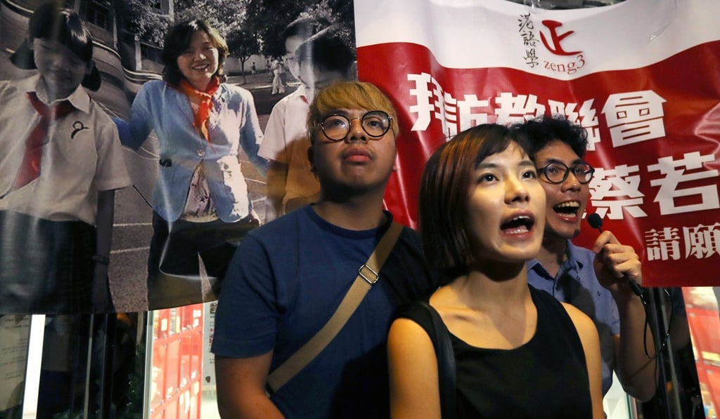 Activists staged a protest outside Choi’s office. Photo: Nora Tam