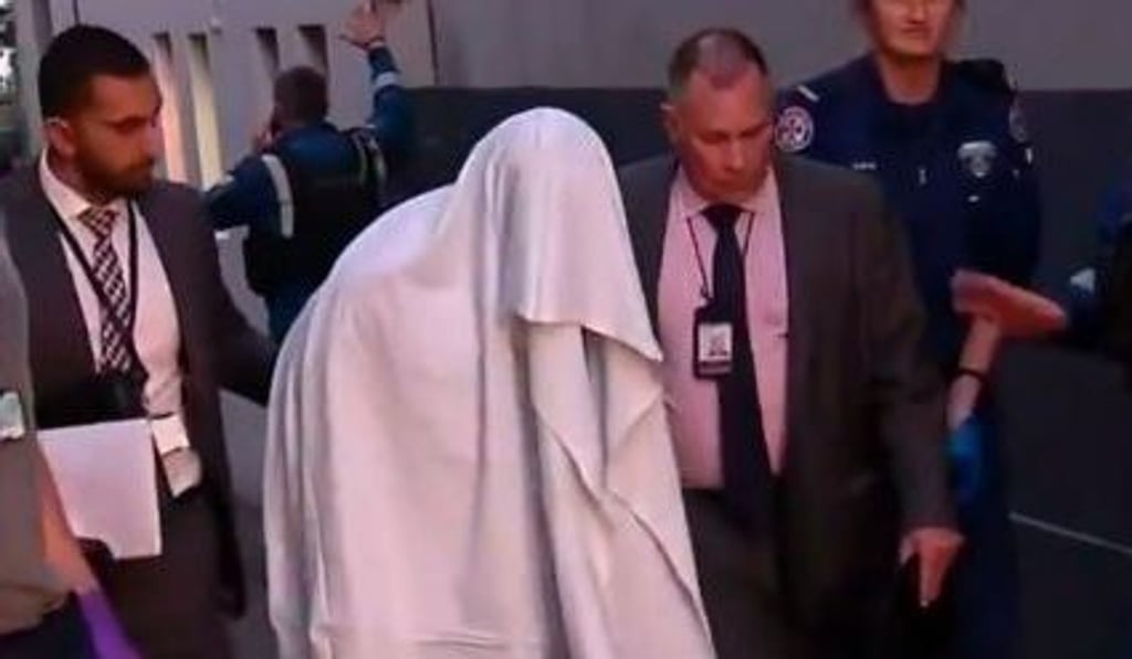 TV footage showed a man being led away by authorities, draped in a blanket. Photo: Channel Nine TV footage showed a man being led away by authorities, draped in a blanket. Photo: Channel Nine