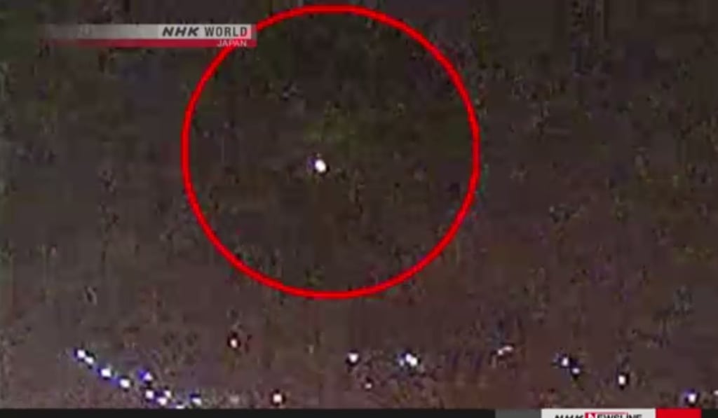 Japanese video footage capturing the Hwasong-14’s re-entry vehicle shortly before it crashed into the sea suggests it failed to survive the extreme heat and pressure after re-entering the Earth’s atmosphere. Photo: NHK