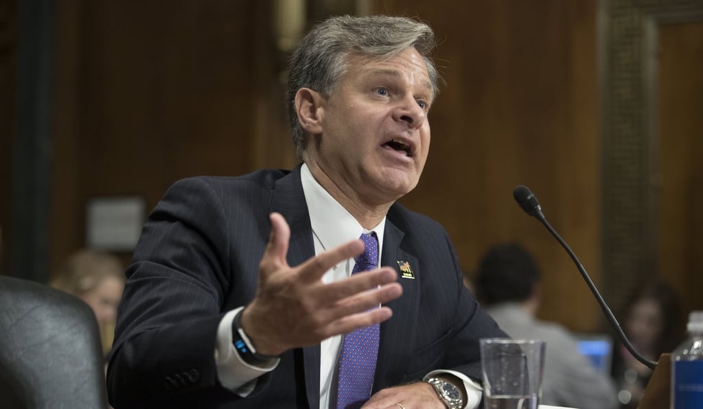 Christopher Wray testifies before the Senate Judiciary Committee on July 12. Photo: EPA