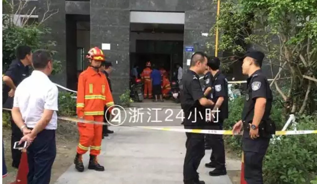 The technician was found trapped between floors by a resident at the block of flats. Photo: Handout