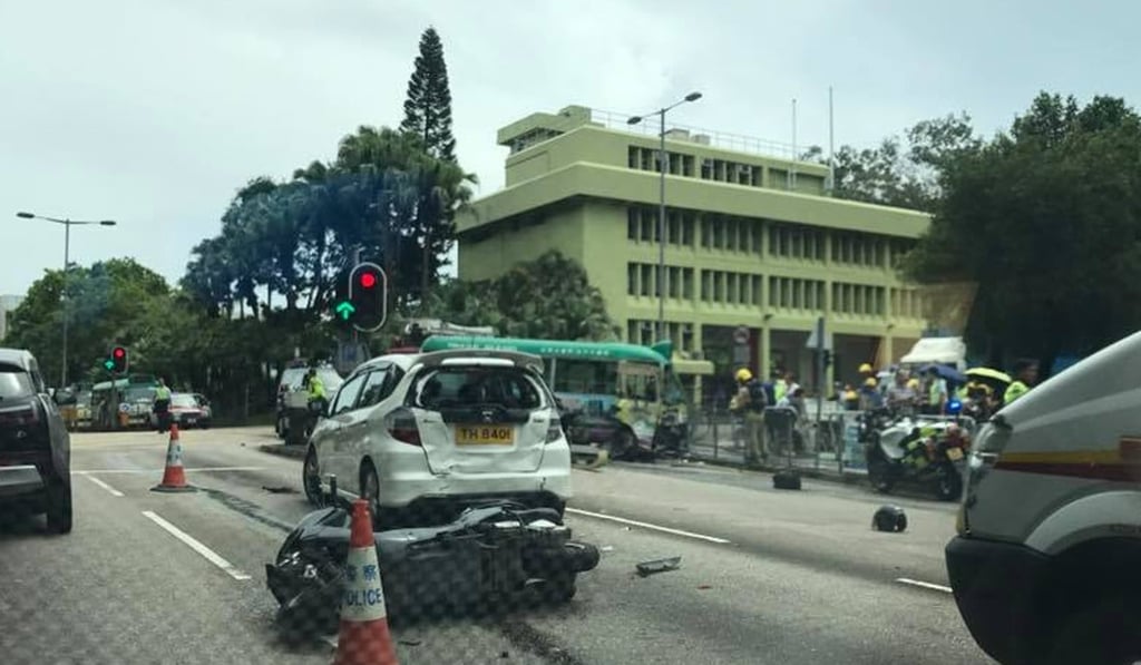 The crash happened outside Sai Kung fire station. Photo: Facebook