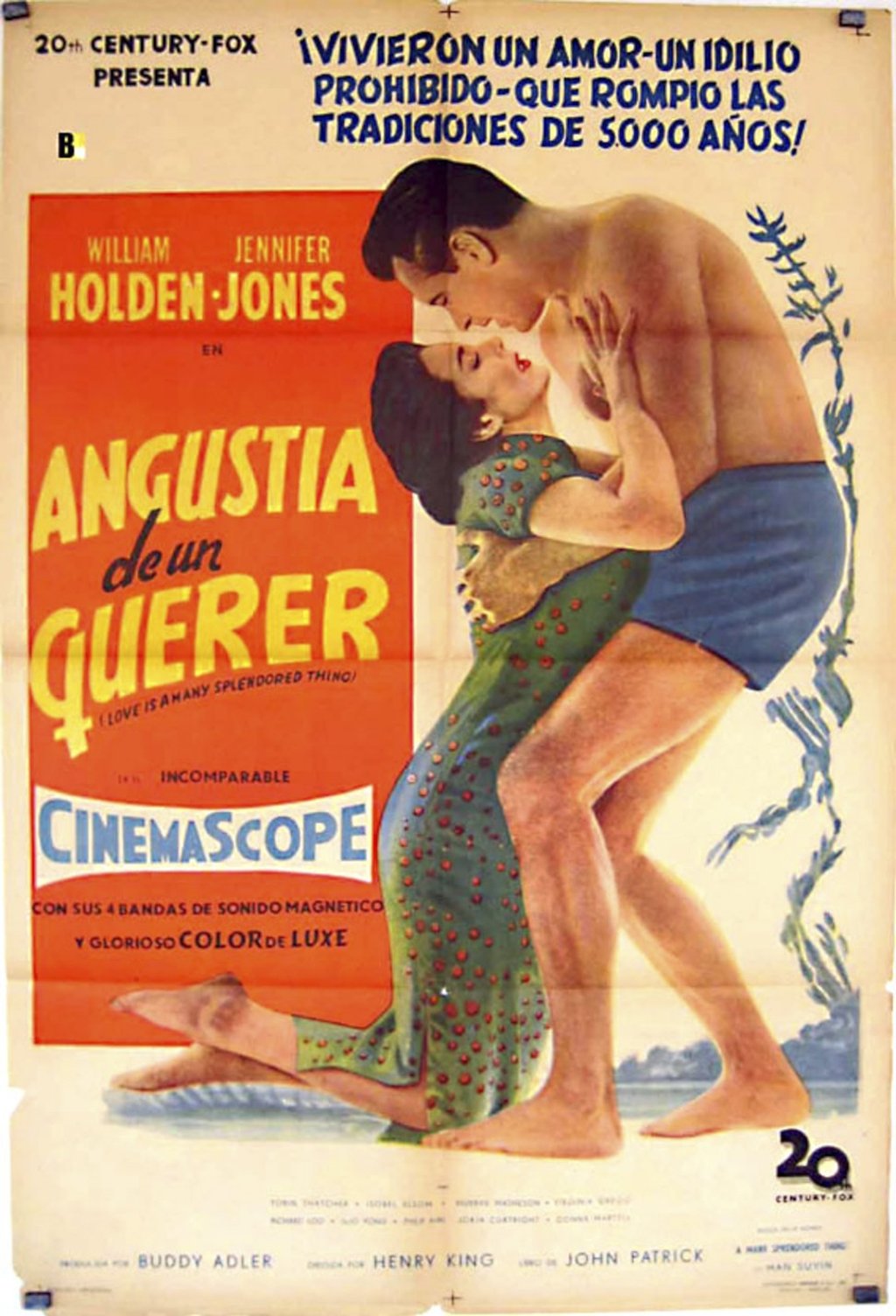 A Spanish film poster for Love Is a Many-Splendored Thing (1955).