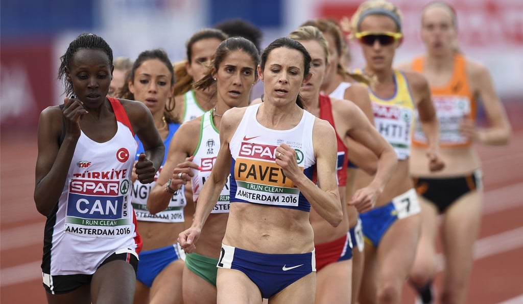 Briton Jo Pavey (front) became the women's 10,000 metre European champion at the age of 40. Photo: AFP