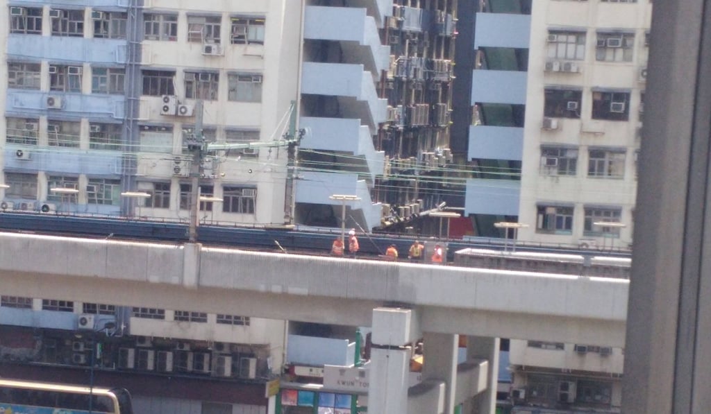 MTR staff are seen working near Kwun Tong station. Photo: Facebook