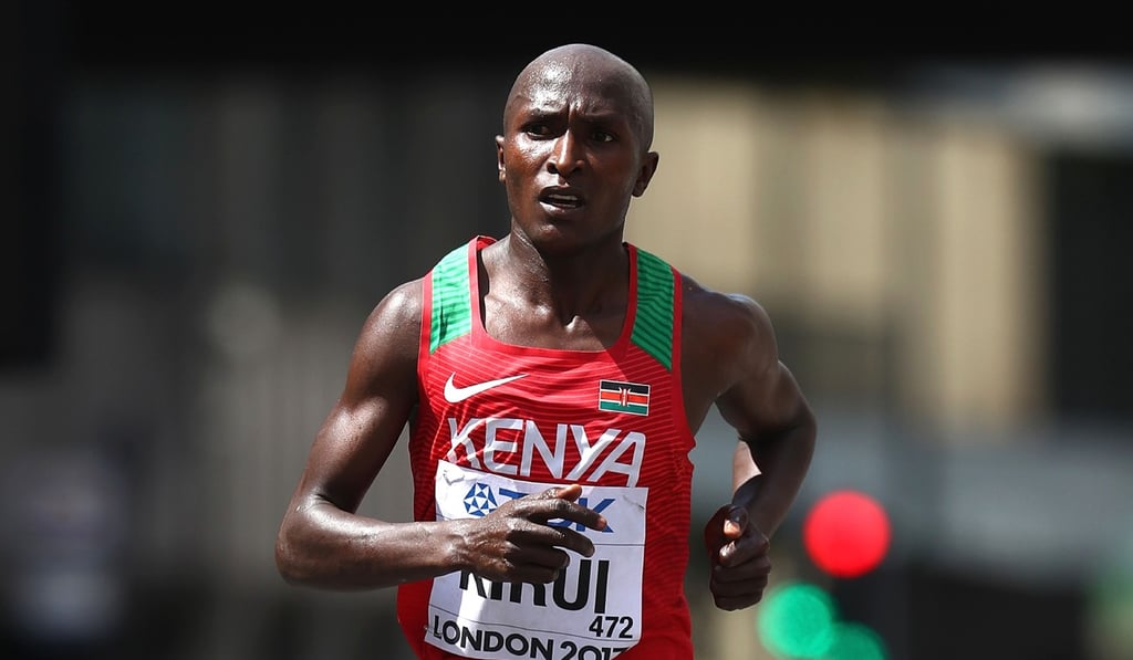 Kenya's Geoffrey Kirui on his way to victory. Photo: AFP