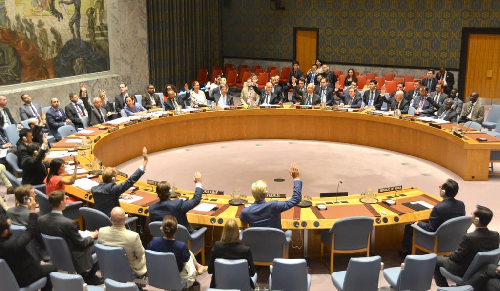 The US resolution won unanimous support at the UN on Saturday. Photo: Kyodo