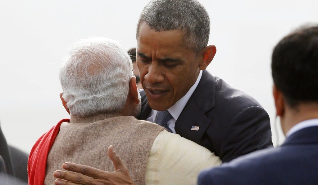 US President Barack Obama hugs India's Prime Minister Narendra Modi. Photo: Reuters
