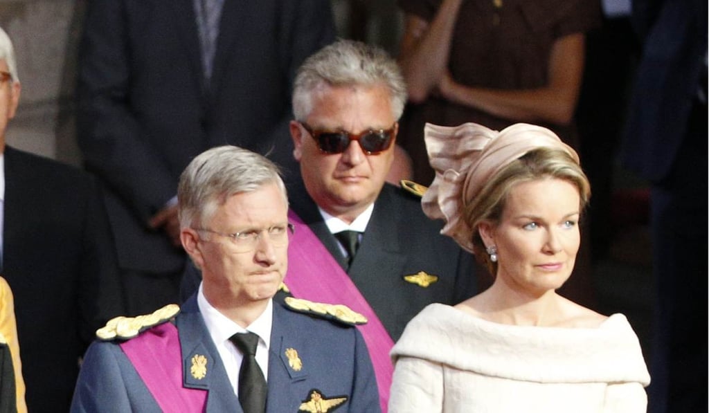 King Philippe and Queen Mathilde of Belgium (front), with Prince Laurent behind. Laurent has long been regarded as a black sheep of the Belgian royal family. Photo: Reuters