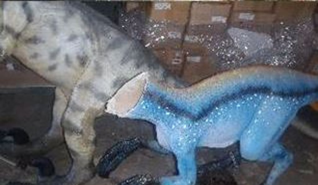 The raptor heads were removed with an angle grinder or hacksaw at National Dinosaur Museum on Saturday night. Photo: ACT Police