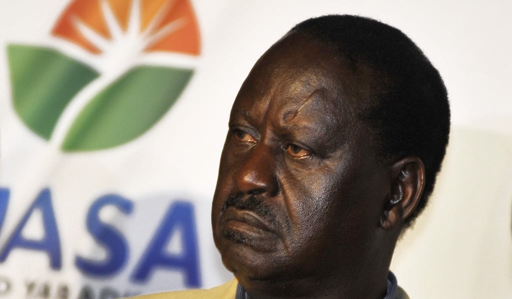 Raila Odinga, opposition leader and presidential candidate for the National Super Alliance at a news conference in Nairobi on Thursday. Photo: Bloomberg