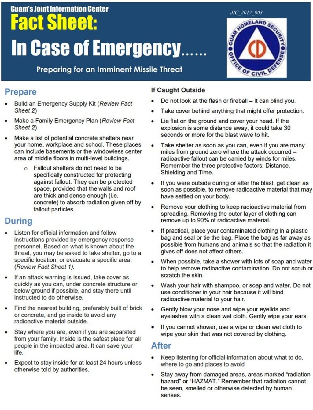 Guam government flier. Photo: Guam Homeland Security Guam government flier. Photo: Guam Homeland Security