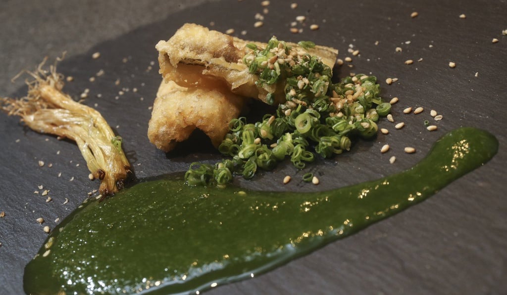 Tempura eel with spring onion. Photo: Edward Wong