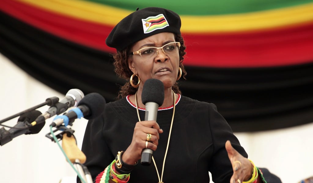 Zimbabwean first lady Grace Mugabe addresses party supporters in February in Harare, Zimbabwe. Photo: AP