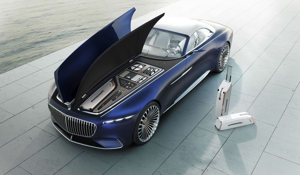 In the front luggage area of the Vision Mercedes-Maybach 6 Cabriolet is a set of two suitcases, exclusively created for the vehicle.