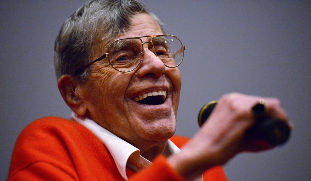 Jerry Lewis responding to a question and answer session after a preview of his new film Max Rose at the Regal Village Square Cinemas in Las Vega in 2016. Photo: EPA