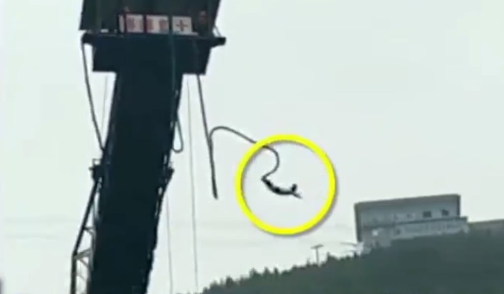 The girl bounced up and down before the rope failed. Photo: Handout