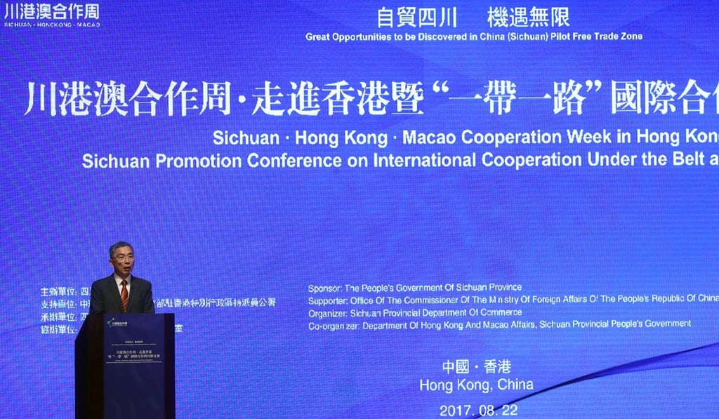Hong Kong’s Secretary for Financial Services and the Treasury, James Lau, speaks at the ceremony. Photo: Edward Wong