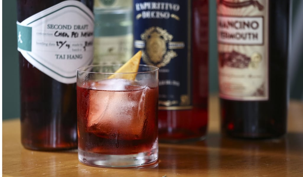 A Chen Pei Negroni cocktail at Second Draft. Photo: SCMP / Jonathan Wong