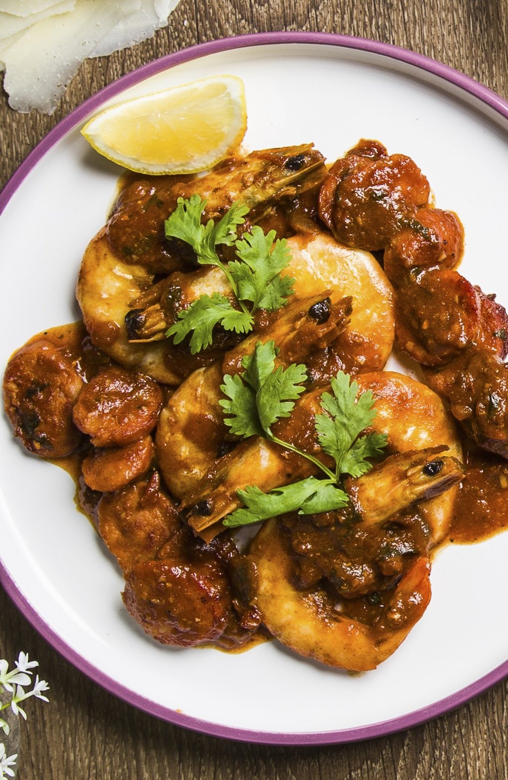 Spanish-style garlic prawns.
