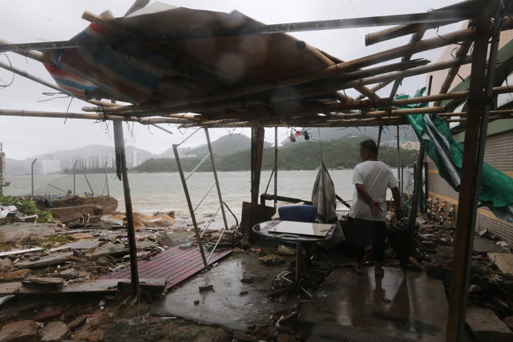 A village in Lei Yue Mun faces severe damage. Photo: Sam Tsang