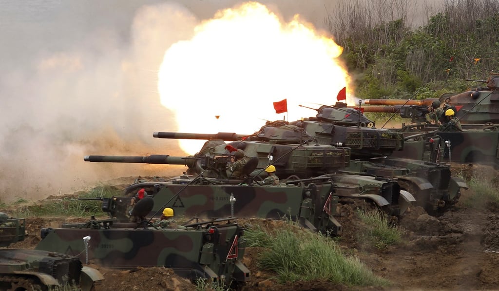 US M60A3 Patton tanks fire at targets during the annual Han Kuang exercises on Penghu Island in Taiwan in May. The US is Taiwan’s main source of weapons and Taipei has been pressing for sales of more advanced equipment. Photo: AP