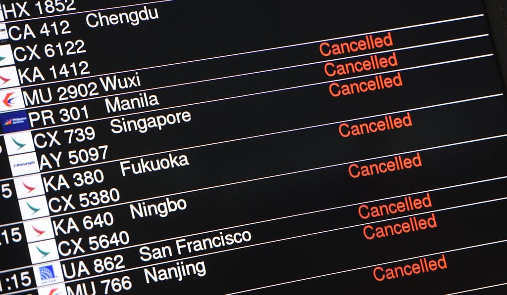 Typhoon Hato led to a lot of cancellations. Photo: AFP
