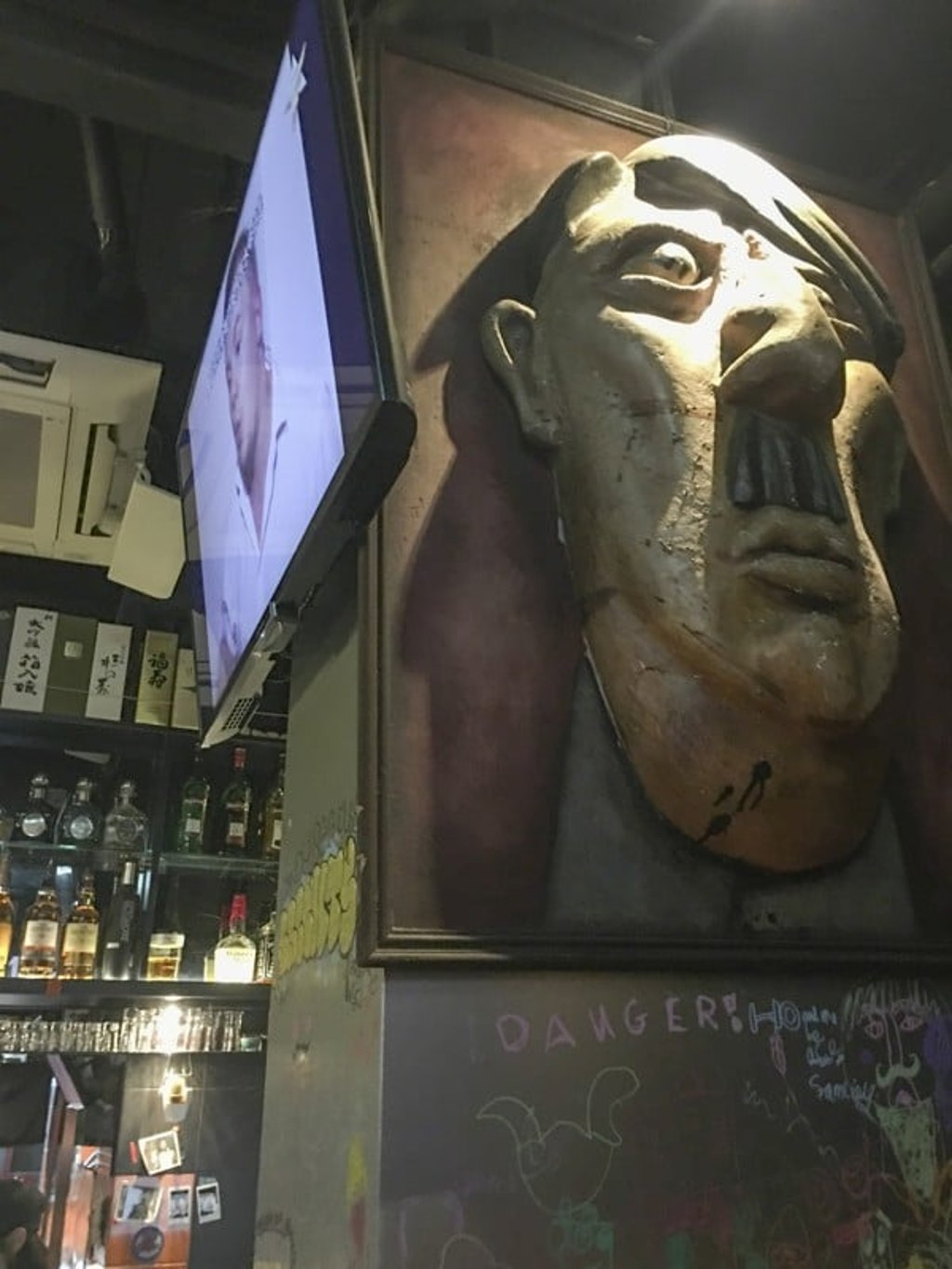 Coming face to face with Adolf Hitler at Brecht’s Circle bar, in Causeway Bay. Picture: Kylie Knott