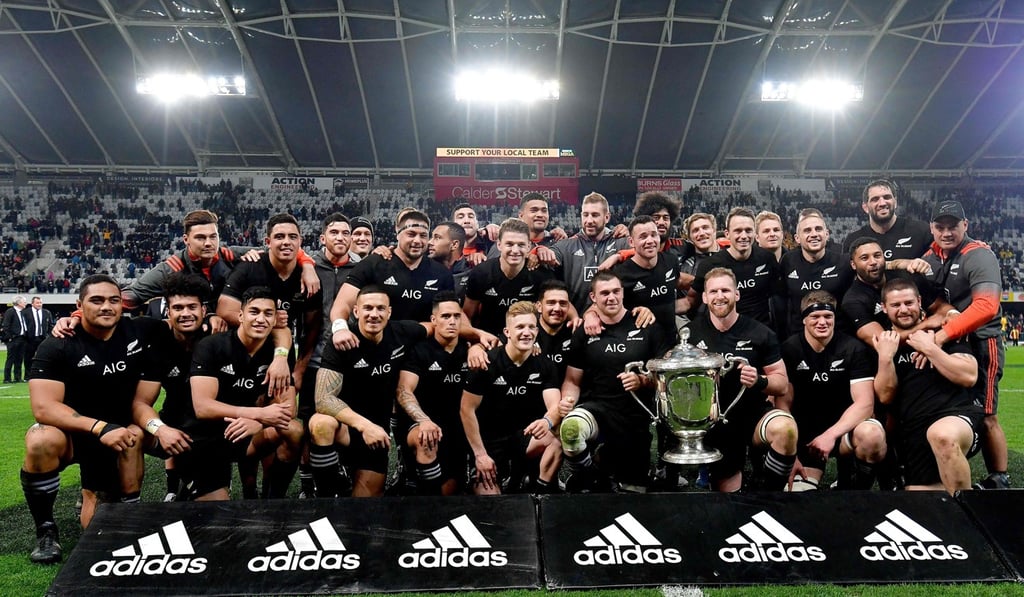 New Zealand celebrate with the Bledisloe cup after beating Australia 35-29. New Zealand celebrate with the Bledisloe cup after beating Australia 35-29.
