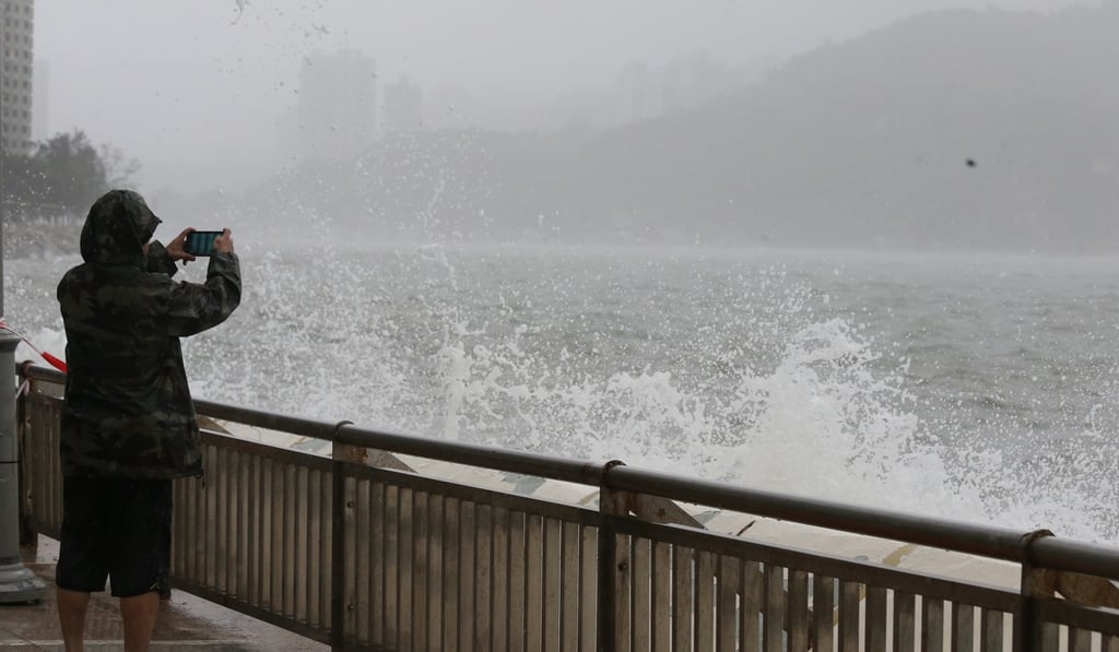 A man at Heng Fa Chuen as Pakhar approached the city on Sunday. Photo: Dickson Lee