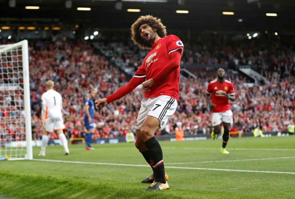 Manchester United's Marouane Fellaini celebrates scoring. Photo: Reuters