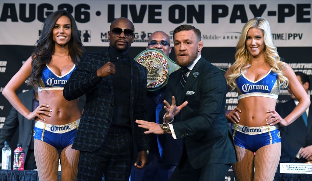 Floyd Mayweather Jnr (second left) and Conor McGregor (second right) will face off in Las Vegas on Sunday morning (Hong Kong time). Photo: AFP