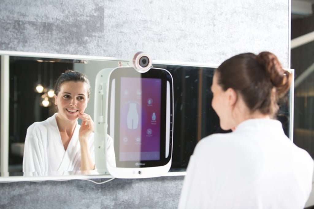 HiMirror Plus by New Kinpo Group keeps track of your skin. HiMirror Plus by New Kinpo Group keeps track of your skin.