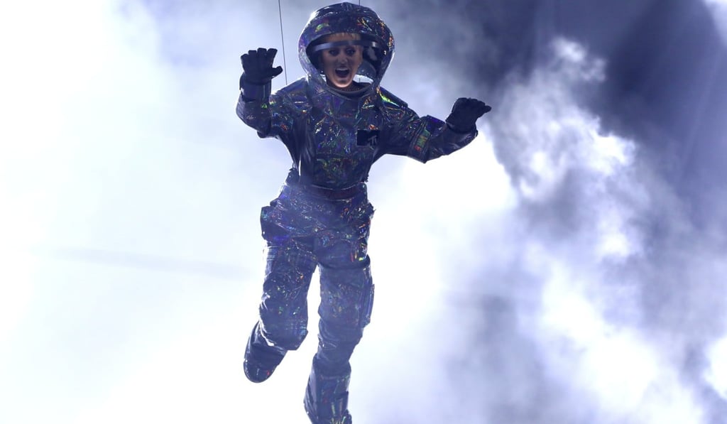 Host Katy Perry is lowered onto the stage at the MTV Video Music Awards. Photo: AP