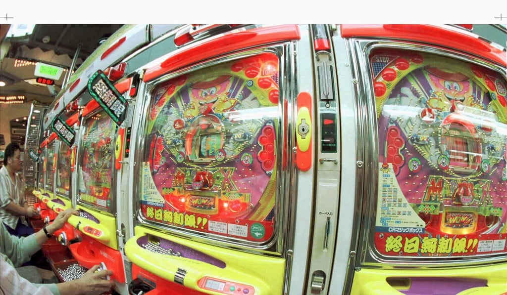 Pachinko pinball machines flashing in Tokyo. Photo: Reuters