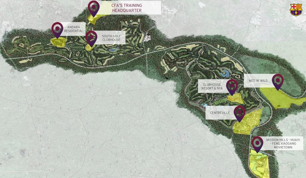 A map of Barcelona’s sprawling Mission Hills resort on the Chinese island of Heinan.