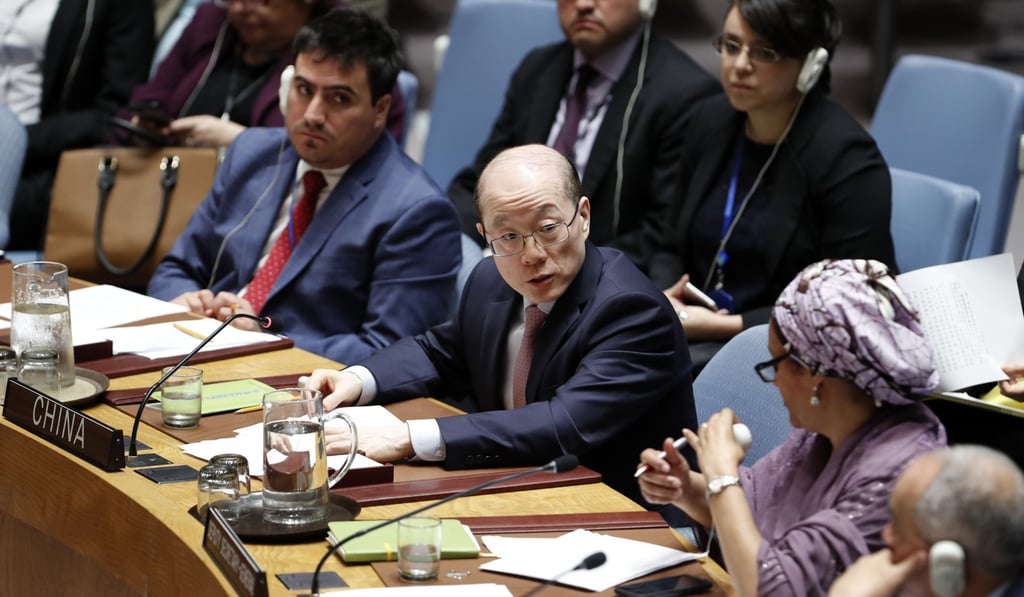 Liu Jieyi (centre), China's permanent representative to the United Nations, addresses the UN Security Council. Photo: Xinhua Liu Jieyi (centre), China's permanent representative to the United Nations, addresses the UN Security Council. Photo: Xinhua