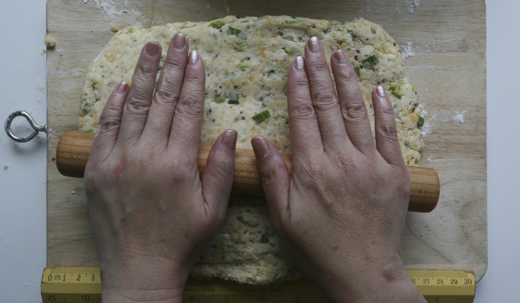 Roll out the dough into a 25cm x 20cm rectangle.