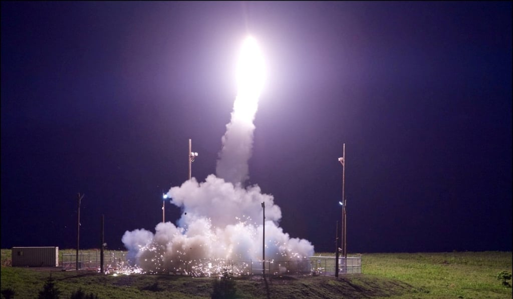 A Terminal High Altitude Area Defence (THAAD) interceptor is launched from the Pacific Spaceport Complex Alaska in July. Photo: Reuters